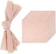 uxcell 12Pcs Handmade Cloth Napkins, 16.5x16.5 Inch Cotton Napkins with Fringe Square Rustic Table Napkin for Wedding Party Dinner Table Decor Bridal Shower, Pink