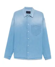 Prada Long-Sleeved Button-Up Denim Shirt S,L light blue
