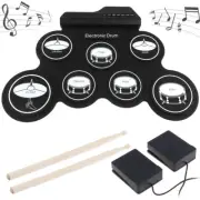 Electronic Digital USB 7 Pads Roll up Set Silicone Electric Drum Kit Drumsticks