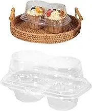 50 Pack Cupcake Carriers,Cupcake Containers Plastic Cupcake Boxes Cupcake Holders Stackable Deep Dome Cupcake Carrier (Double)