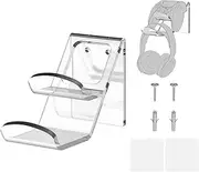 Geekria Acrylic Dual Gamepad Controller & Headphone Stand Holder, Wall Mount Gaming Headphone Hanger Hook for PS4 PS5 Xbox ONE Xbox Elite2 Game Controller Pulse 3D Headset