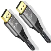 8K DisplayPort Cable 1.4 High Speed 32.4Gbps, Braided Copper Display Port Cord