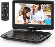 SQQBZZ 12.5" Portable DVD Player with Extra Carrying Bag, 10.5" Eye-Protective Screen,High Volume Speaker,5 Hour Rechargeable Battery, Support AV-in/Out and Multiple Disc Formats,Region Free, Black