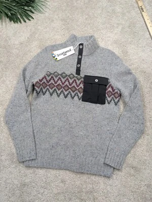 $190 Smartwool Wool Sweater Mens S Small Knit Gray Mock Neck Pullover New NWT