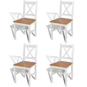 Dining Chairs 4 pcs Wood White and Natural Colour