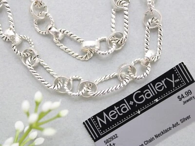 16" FINISHED ANTIQUE SILVER chain necklace ~ Metal-Gallery ~ BRAND NEW ~ Bright