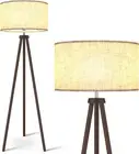 Retro-Inspired Tripod Lamp with Adjustable Fabric Shade - Perfect for Home Decor