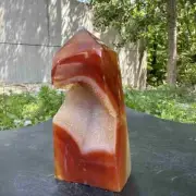 2.51LB natural red agate geode obelisk quartz cluster crystal tower healing