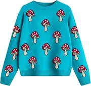 [EGOCKAL] Girls Fall Sweaters Pattern Casual Crewneck Long Sleeve Knit Pullover Tops for Kids Size 5-14 Years