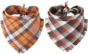 Fall Dog Bandana Autumn Thanksgiving Plaid Reversible Triangle Bibs Scarf Accessories for Dogs Cats Pets