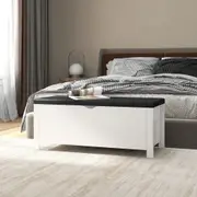 Storage Box with Cushion White 105x40x45 cm Engineered Wood vidaXL