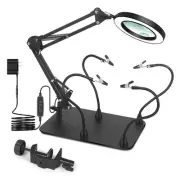 Magnifying Glass with Light and Stand, Flexible Magnetic Helping Hand, 5X&10X...