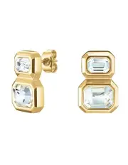 [Rosefield] Iconic Octagon Double Crystal Studs in Gold-Tone