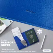 Passport Cover Case Leather Wallet Holder Blue Travel Ticket GIFT35 IF TRA01