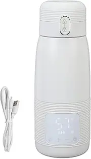 Jiawu Portable Cordless Bottle Warmer, Constant Temperature USB Rechargeable Milk Warmer, Ideal for Travel, Cars, and Airplane Journeys, for Mixing Baby Formula On-The-Go (350mL)