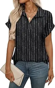 [LEKOPUR] Blouse Women's Chiffon Short Sleeve - Elegant V-Neck Festive Top for Party Outfit Tunic Women's Blouses Summer