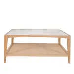 [OneWorld Collection] Mila Natural Oak Coffee Table With Rattan Base And Glass Top 100Cm