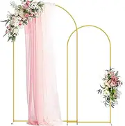Wokceer Wedding Arch Backdrop Stand 7.2FT, 6FT Gold Metal Arch Stand Set of 2 for Birthday Party Wedding Ceremony Baby Shower Graduation Decoration, AB-1.2M-GOLD-M-W