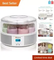 Versatile Automatic Yogurt Maker for Delicious Flavors - 7 Glass Jars Included