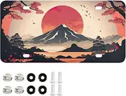 AIXIWAWA License Plate Beautiful Japanese Landscape Print for Automobile Front Rear 12x6 in Standard Aluminum Alloy Metal Car Tags Decorative Plates