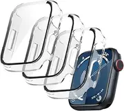 (3 Pack) T Tersely Case Compatible with Apple Watch Series 9 8 7-45mm, Built-in Thin HD Tempered Glass Screen Protector Overall Cover Replacement for iwatch S9/S8/S7 (White)
