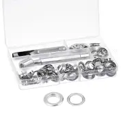 Grommet Kit 50 Sets Copper Eyelets with 3pcs Tools, 12mm Inside Dia. Silver Tone