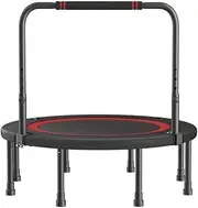 48" Trampoline, Rebounder Trampoline for Adults, Foldable Trampoline with Hardened Metal Spring, Indoor Trampoline, Fitness Rebounder with Adjustable Foam Handle, 150Kg