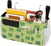 Bedside Hanging Storage Table Cabinet Storage Organizer for Home, College, Dorm, Bunk/Hospital Bed, Crib Bed Rails Cartoon Frogs