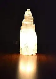 Large Selenite Skyscraper Tower Lamp Light Healing Energy 20 cm