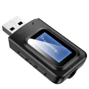 USB Dongle Bluetooth 5.0 Audio Receiver Transmitter with LCD Display 2IN1 Mini 3.5mm Jack AUX USB Wireless Adapter for TV Car PC