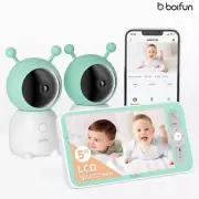 5” Split Screen Baby Monitor with 2 Cameras 2K WiFi Baby Monitor Two-way Voice