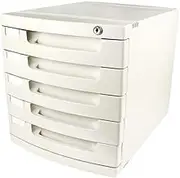VUCICA Flat File Cabinet, Drawer Organizer 5-Layers Lockable with Blank Label, Environmentally Friendly Plastic-White (Color : Medium 5-Layers)