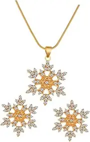 [WRITWAA] Fashionable Snowflake Necklace Earring Set High Luster Jewelry for Women
