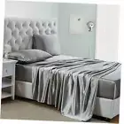 Silk Satin Sheets Size Satin Bed Sheet Set with Deep Pockets, King Light Grey