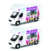 2x Pocket Money Fun Die Cast 12cm Ice Cream Van Vehicle Kids/Children Toy 3y+