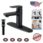 Water-Saving Matte Black Single Handle Faucet for Bathroom & RV with Deck Plate