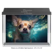 Chihuahua Dog Swim Deep Polyester Fish Tank Glass Backdrop Aquarium Background