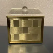 Hollywood Regency Bathroom Vanity Box Lucite Lid Stylebuilt Gold Chrome