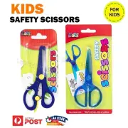 Kids Safety Scissors Plastic Blunt Tip Art Craft Spring Assisted Handle Blue