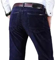 [Generic] Cord Pants, Men's Cord Pants, Men's Cord Pants with a Straight Leg, Leisure Pants with a Straight Leg and Flat Front, Classic Casual and Chic for Autumn and winterBlue,28