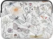 Soft Floral Insect White Laptop Bag 15.6 inch Protective Computer Bag, Sleeve for Laptop