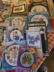 Dimensions Learn a Craft Lot Of 9 Stamped Cross Stitch Kits All New Mixed Themes