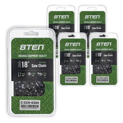 8TEN Semi Chisel Chainsaw Chain 18 Inch .058 .325 64DL 5 Pack