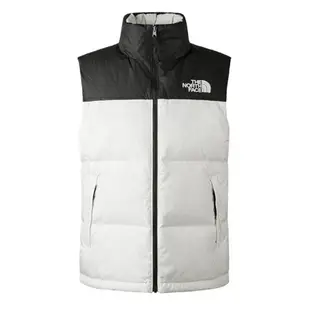 【The North Face】男 拼接防潑水舒適保暖可收納連帽羽絨背心_3JQQ-QLI 黑白