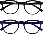 Opulize Blu 2 Pack Blue Light Blocking Reading Glasses Black Blue Computer Gaming Anti Glare Mens Womens BB5-13 +1.00