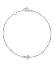 Diamond Cross Bracelet in 14K White Gold, .12 ct. t. w.
