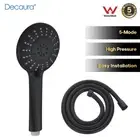 Decaura 5-Mode Hand held Shower Head with 1.5m Flexible Shower Hose Black