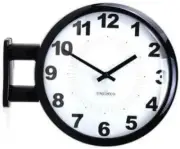 CHIEKOBO Double-sided radio clock Double-face wall clock Black A6BK New