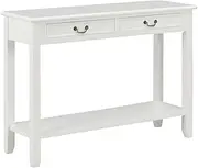 Console Table White 110x35x80 cm Wood Home Accent