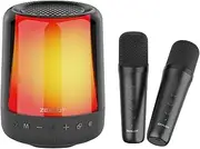 CATZONS LED Bluetooth Speaker with 2 Microphone Karaoke Machine Set HD Stereo Sound Dual Pairing for Party Home Outdoor